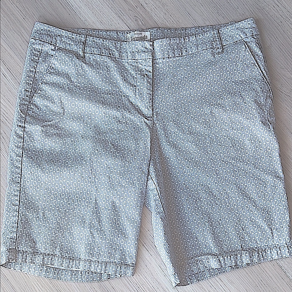 J Crew Bermuda Preppy Patterned Women’s Short 12 Gray/White Casual Golf